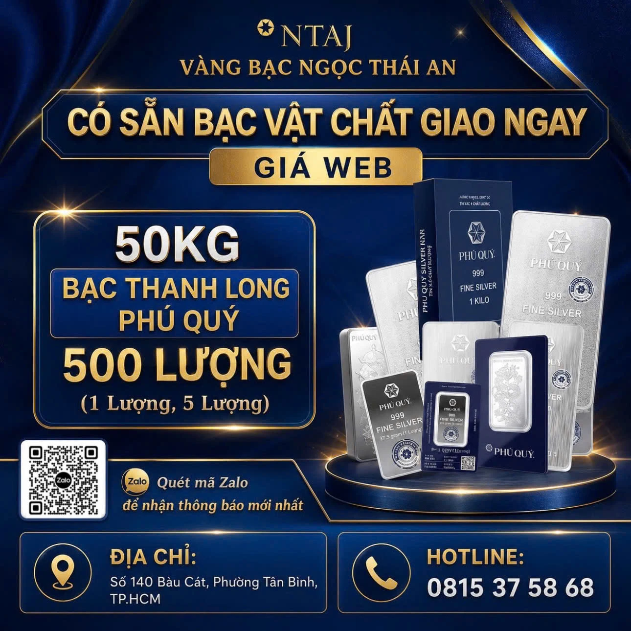 BẠC VẬT CHẤT CẦM TAY – BẠC PHÚ QUÝ GIAO NGAY – KHÔNG CHỜ ĐỢI CÙNG NGỌC THÁI AN